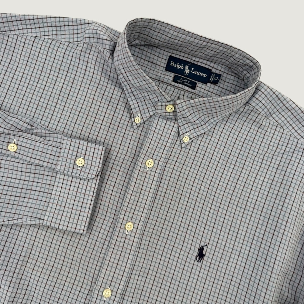 Ralph Lauren Button Down Shirt Mens XL Blake Cotton Blue Plaid Long Sleeve NEW